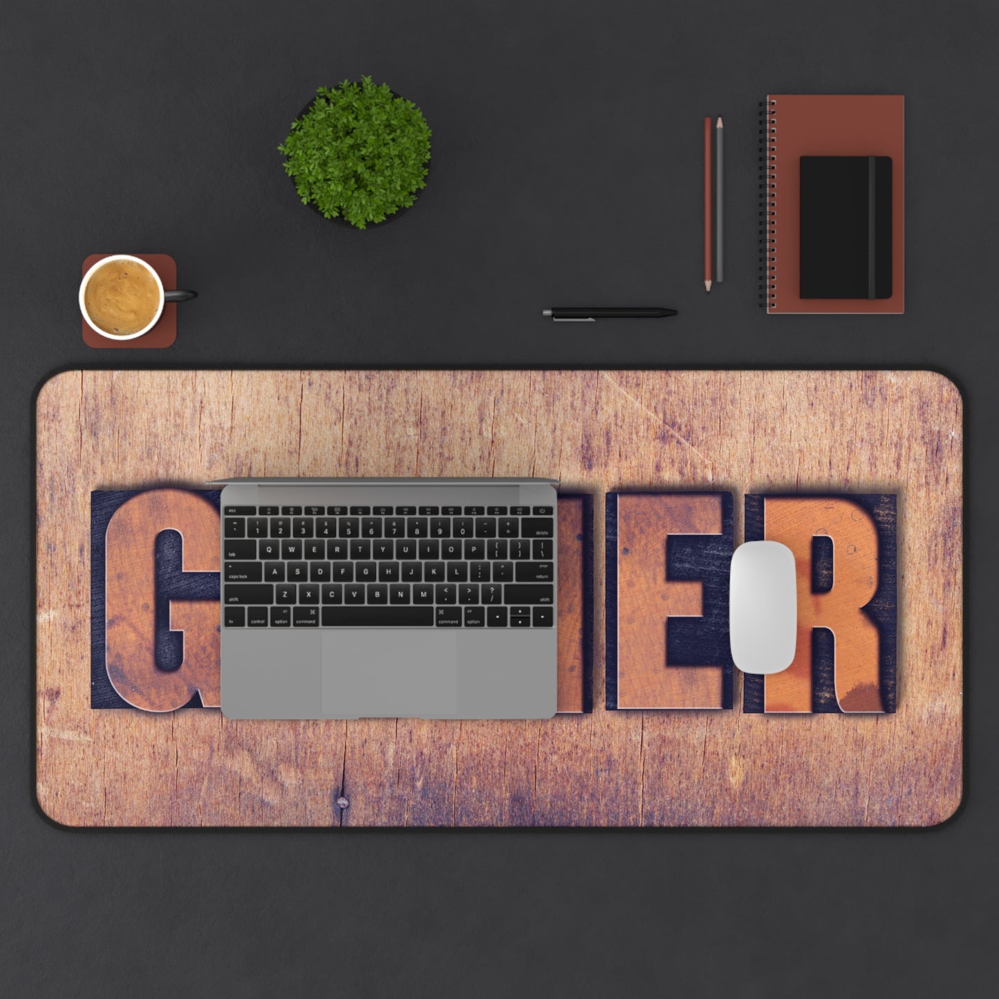 Woodblock Gamer BossMat – Rustic Power for Serious Players