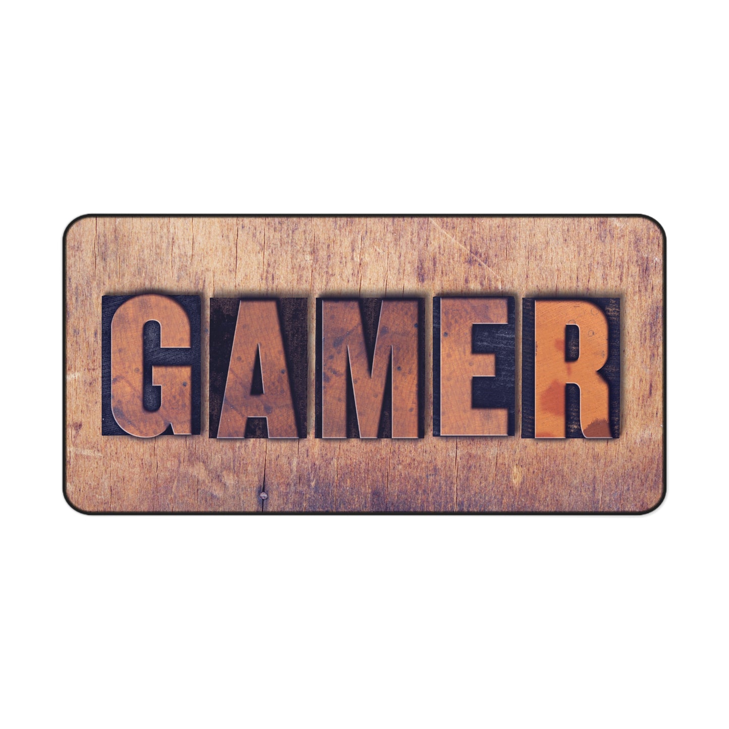 Woodblock Gamer BossMat – Rustic Power for Serious Players