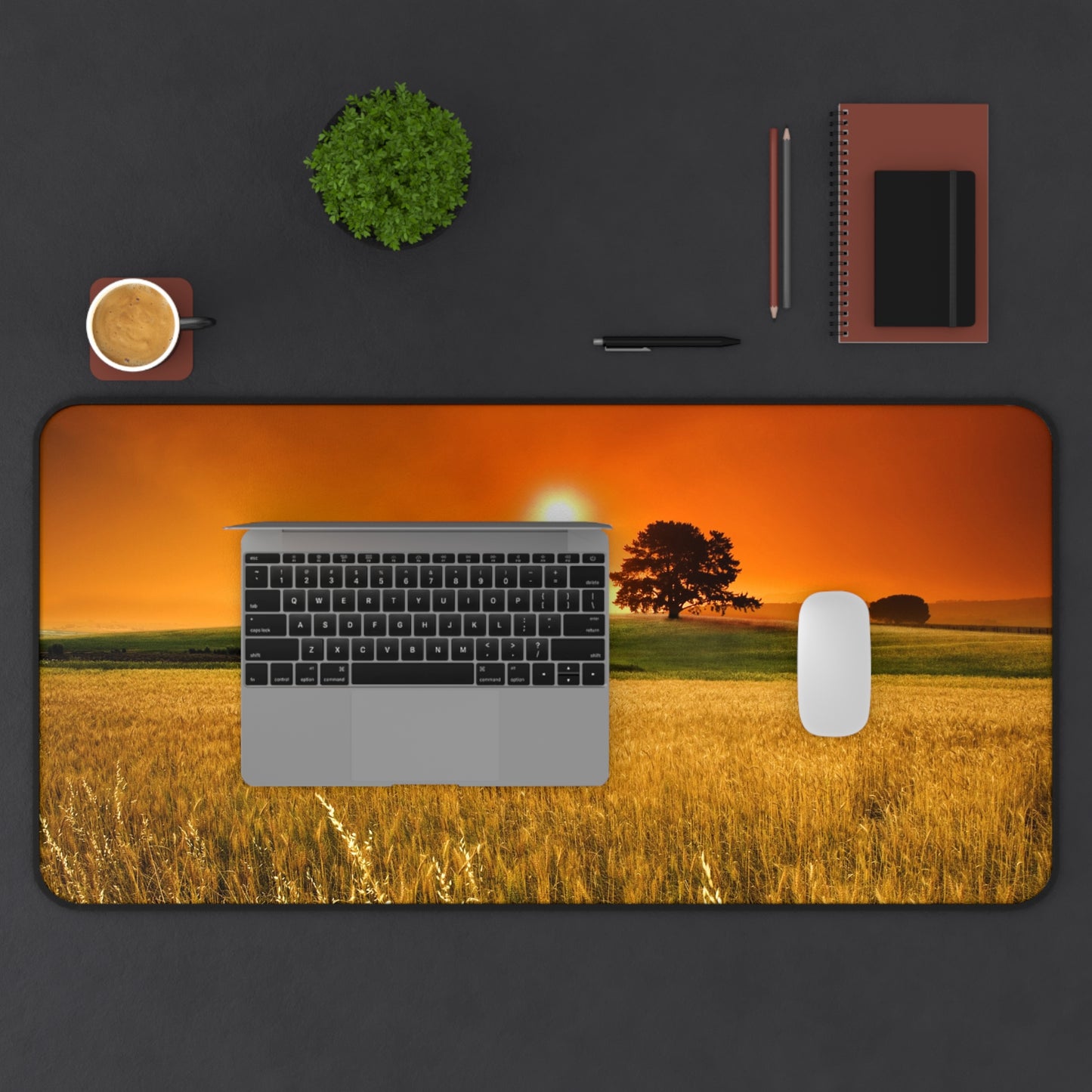 Golden Horizon BossMat – Wheatfield Sunset Serenity