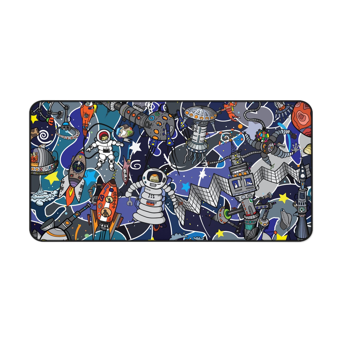 Cosmic Cartoon Chaos Desk Mat