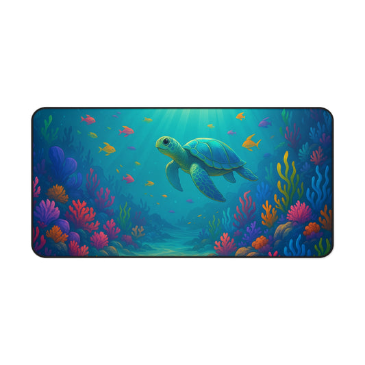 Turtle Drift in Coral Glow